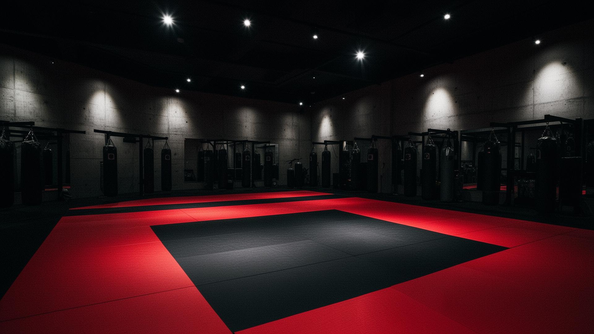 Academia premium de jiu-jitsu com tatame profissional